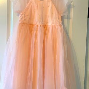 Girls size 14 boutique dress. Pink dress with pearls.